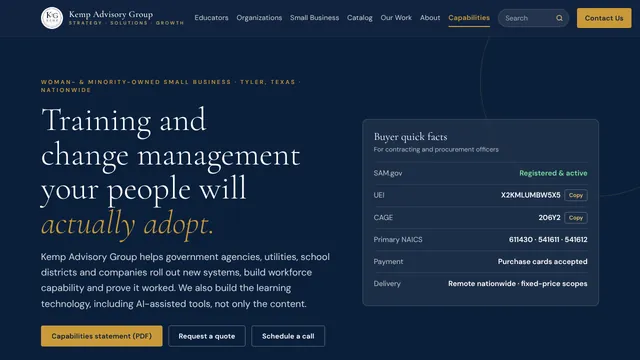 Kemp Advisory Group website
