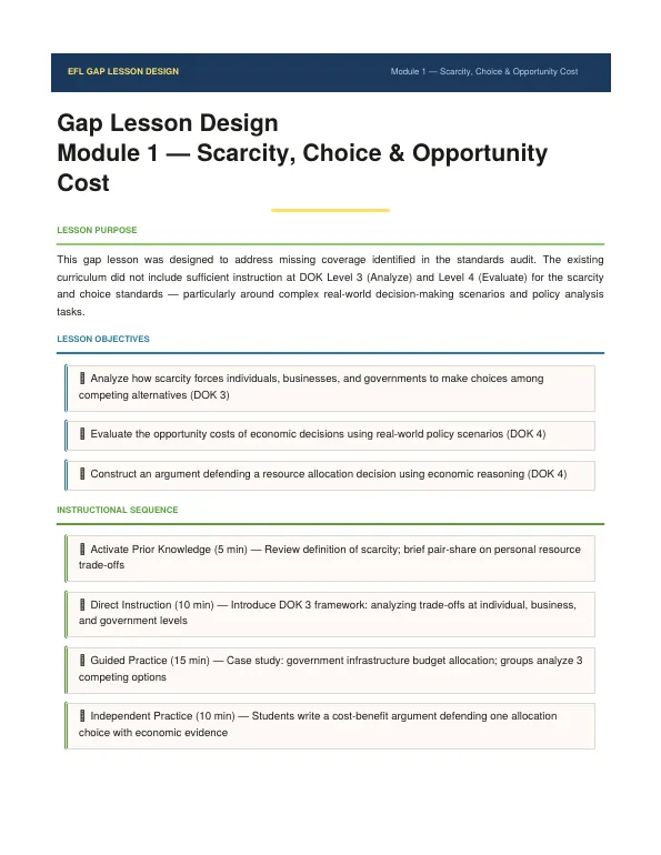 First page of Gap lesson