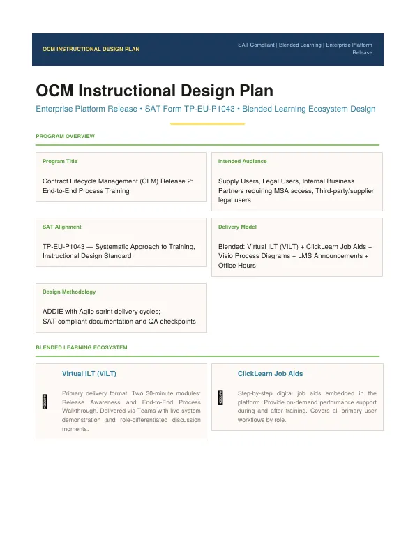 First page of Instructional design plan